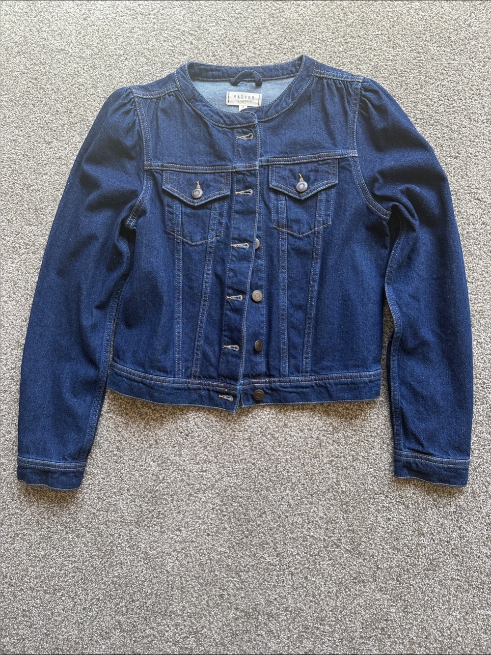 NWT Denim Button-Front Jacket in Dark Blue, Size S